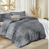 Bedsure Tufted Boho Comforter Set Queen Size – Beige Boho Bed Set, GentleSoft™ 3 Pieces Farmhouse-Style Embroidery Bedding, Gifts for Woman, Soft Jacquard Kids’ Queen Comforter for All Seasons(17 – Grey – Elegant)