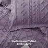 Bedsure Tufted Boho Comforter Set Queen Size – Beige Boho Bed Set, GentleSoft™ 3 Pieces Farmhouse-Style Embroidery Bedding, Gifts for Woman, Soft Jacquard Kids’ Queen Comforter for All Seasons(26 – Grayish Purple – Elegant)