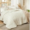 Bedsure Tufted Boho Comforter Set Queen Size – Beige Boho Bed Set, GentleSoft™ 3 Pieces Farmhouse-Style Embroidery Bedding, Gifts for Woman, Soft Jacquard Kids’ Queen Comforter for All Seasons(11 – White – Elegant)