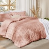 Bedsure Tufted Boho Comforter Set Queen Size – Beige Boho Bed Set, GentleSoft™ 3 Pieces Farmhouse-Style Embroidery Bedding, Gifts for Woman, Soft Jacquard Kids’ Queen Comforter for All Seasons(24 – Light Pink – Elegant)