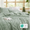 Bedsure Tufted Boho Comforter Set Queen Size – Beige Boho Bed Set, GentleSoft™ 3 Pieces Farmhouse-Style Embroidery Bedding, Gifts for Woman, Soft Jacquard Kids’ Queen Comforter for All Seasons(13 – Sage Green – Elegant)