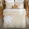 Bedsure Tufted Boho Comforter Set Queen Size – Beige Boho Bed Set, GentleSoft™ 3 Pieces Farmhouse-Style Embroidery Bedding, Gifts for Woman, Soft Jacquard Kids’ Queen Comforter for All Seasons(04 – Beige – Diamond Like)