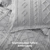 Bedsure Tufted Boho Comforter Set Queen Size – Beige Boho Bed Set, GentleSoft™ 3 Pieces Farmhouse-Style Embroidery Bedding, Gifts for Woman, Soft Jacquard Kids’ Queen Comforter for All Seasons(18 – Light Grey – Elegant)