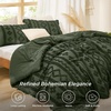 Bedsure Tufted Boho Comforter Set Queen Size – Beige Boho Bed Set, GentleSoft™ 3 Pieces Farmhouse-Style Embroidery Bedding, Gifts for Woman, Soft Jacquard Kids’ Queen Comforter for All Seasons(14 – Olive Green – Elegant)