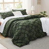 Bedsure Tufted Boho Comforter Set Queen Size – Beige Boho Bed Set, GentleSoft™ 3 Pieces Farmhouse-Style Embroidery Bedding, Gifts for Woman, Soft Jacquard Kids’ Queen Comforter for All Seasons(05 – Olive Green – Diamond Like)