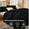 Bedsure Tufted Boho Comforter Set Queen Size – Beige Boho Bed Set, GentleSoft™ 3 Pieces Farmhouse-Style Embroidery Bedding, Gifts for Woman, Soft Jacquard Kids’ Queen Comforter for All Seasons(20 – Black – Elegant)