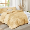 Bedsure Tufted Boho Comforter Set Queen Size – Beige Boho Bed Set, GentleSoft™ 3 Pieces Farmhouse-Style Embroidery Bedding, Gifts for Woman, Soft Jacquard Kids’ Queen Comforter for All Seasons(12 – Yellow – Elegant)