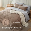 Bedsure Twin XL Comforter – 5 Pieces Reversible Blush Pink Bed in a Bag, Twin XL Bedding Comforter Set College Dorm Essentials with 1 Flat Sheet, 1 Fitted Sheet, 1 Pillowcase and 1 Pillow Sham(21 Brown/Light Grey)