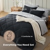 Bedsure Twin XL Comforter – 5 Pieces Reversible Blush Pink Bed in a Bag, Twin XL Bedding Comforter Set College Dorm Essentials with 1 Flat Sheet, 1 Fitted Sheet, 1 Pillowcase and 1 Pillow Sham(14 Dark Black/Silver Grey)