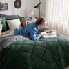 Bedsure Twin XL Comforter – 5 Pieces Reversible Blush Pink Bed in a Bag, Twin XL Bedding Comforter Set College Dorm Essentials with 1 Flat Sheet, 1 Fitted Sheet, 1 Pillowcase and 1 Pillow Sham(10 Forest Green/Dark Grey)