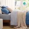 Bedsure Twin XL Comforter – 5 Pieces Reversible Blush Pink Bed in a Bag, Twin XL Bedding Comforter Set College Dorm Essentials with 1 Flat Sheet, 1 Fitted Sheet, 1 Pillowcase and 1 Pillow Sham(12 Slate Blue/Light Grey)