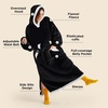 Bedsure Wearable Blanket Hoodie, Long Hooded Blanket Sweatshirt as Birthday Gifts for Women and Men, Cozy Sherpa Hoodie for Adult, Standard, Grey(Black)