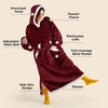 Bedsure Wearable Blanket Hoodie, Long Hooded Blanket Sweatshirt as Birthday Gifts for Women and Men, Cozy Sherpa Hoodie for Adult, Standard, Grey(Burgundy)
