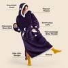 Bedsure Wearable Blanket Hoodie, Long Hooded Blanket Sweatshirt as Birthday Gifts for Women and Men, Cozy Sherpa Hoodie for Adult, Standard, Grey(Dark Purple)
