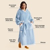 Bedsure Wearable Blanket Hoodie, Long Hooded Blanket Sweatshirt as Birthday Gifts for Women and Men, Cozy Sherpa Hoodie for Adult, Standard, Grey(Dream Blue)