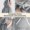 Bedsure Wearable Blanket Hoodie, Long Hooded Blanket Sweatshirt as Birthday Gifts for Women and Men, Cozy Sherpa Hoodie for Adult, Standard, Grey(Grey)