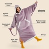 Bedsure Wearable Blanket Hoodie, Long Hooded Blanket Sweatshirt as Birthday Gifts for Women and Men, Cozy Sherpa Hoodie for Adult, Standard, Grey(Lavender)