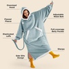 Bedsure Wearable Blanket Hoodie, Long Hooded Blanket Sweatshirt as Birthday Gifts for Women and Men, Cozy Sherpa Hoodie for Adult, Standard, Grey(Light Green)