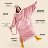 Bedsure Wearable Blanket Hoodie, Long Hooded Blanket Sweatshirt as Birthday Gifts for Women and Men, Cozy Sherpa Hoodie for Adult, Standard, Grey(Rose Pink)
