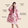 Bedsure Wearable Blanket Sherpa Printed Hoodie, Cat Gift for Women | Light Beige Warm Soft Cozy, Sherpa Fleece, Gifts for Cat Lovers, Cat Gifts for Women(Peach Pink)