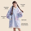 Bedsure Wearable Blanket Sherpa Printed Hoodie, Cat Gift for Women | Light Beige Warm Soft Cozy, Sherpa Fleece, Gifts for Cat Lovers, Cat Gifts for Women(Purple)