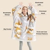 Bedsure Wearable Blanket Sherpa Printed Hoodie, Cat Gift for Women | Light Beige Warm Soft Cozy, Sherpa Fleece, Gifts for Cat Lovers, Cat Gifts for Women(Silver Grey)