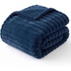 Bedsure ComfyFleece™ Waterproof Blanket for Bed, Twin（60″x80″） Cream | Soft Plush Couch Bed Cover Corduroy Fleece for Furniture Protector, Cozy Calming Reversible Dog Blankets for Large Dogs Pet(Night Blue)