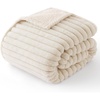 Bedsure ComfyFleece™ Waterproof Blanket for Bed, Twin（60″x80″） Cream | Soft Plush Couch Bed Cover Corduroy Fleece for Furniture Protector, Cozy Calming Reversible Dog Blankets for Large Dogs Pet(Cream)