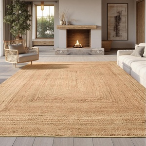 Bedsure 8×10 Printed Jute-Look Living Room Rug, Machine Washable, Non-Slip | Soft Faux Cashmere Feel, Realistic Jute-Look Print, Non-Shedding, Low-Pile, 4 Grip Pads Included, Pet & Kids Friendly(09 – Printed Jute)
