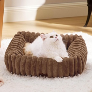 Bedsure ComfyFleece™ Cute Dog Bed for Small Medium Dogs Washable,25in Cream | Furry Puppy Beds,Square Rectangle Orthopedic Corduroy Aesthetic Pet Beds,Removable Zipper Cover,Non-Slip Bottom,Up to 15 Lbs(Camel Brown)