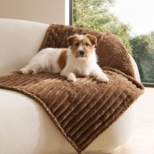 Bedsure ComfyFleece™ Waterproof Blanket for Bed, Twin（60″x80″） Cream | Soft Plush Couch Bed Cover Corduroy Fleece for Furniture Protector, Cozy Calming Reversible Dog Blankets for Large Dogs Pet(Camel Brown)