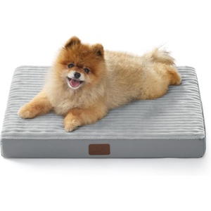 Bedsure ComfyFleece XL Dog Bed for Crate with Washable Cover, 41×27 | Orthopedic Egg Crate Foam Pet Mat,Removable Cover, Nonslip Bottom,Not Waterproof,Not Chewproof,For Extra Large Breeds ≤60lbs(Pastel Grey)