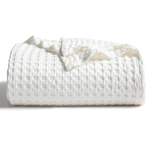 Bedsure Cooling Cotton Waffle Full Size Blanket – Lightweight Breathable Blanket of Rayon Derived from Bamboo for Hot Sleepers, Luxury Throws for Bed, Couch and Sofa, Ivory, 80×90 Inches(Ivory)