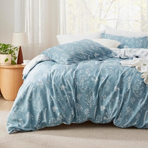 Bedsure Duvet Cover King Size – Reversible Navy Blue King Duvet Cover Set with Zipper Closure, 3 Pieces Floral Patterned Bedding Set with 8 Corner Ties and 2 Pillow Shams(10 – Mineral Blue (No Comforter))