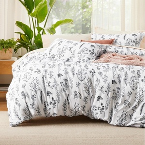 Bedsure Duvet Cover King Size – Reversible Navy Blue King Duvet Cover Set with Zipper Closure, 3 Pieces Floral Patterned Bedding Set with 8 Corner Ties and 2 Pillow Shams(21 – White (No Comforter))