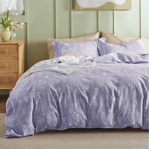 Bedsure Duvet Cover King Size – Reversible Navy Blue King Duvet Cover Set with Zipper Closure, 3 Pieces Floral Patterned Bedding Set with 8 Corner Ties and 2 Pillow Shams(00 – Misty Lilac (No Comforter))