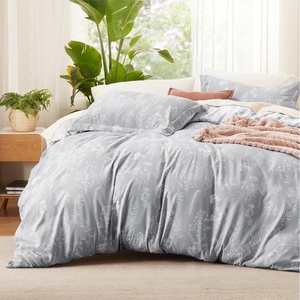 Bedsure Duvet Cover King Size – Reversible Navy Blue King Duvet Cover Set with Zipper Closure, 3 Pieces Floral Patterned Bedding Set with 8 Corner Ties and 2 Pillow Shams(22 – Grey (No Comforter))