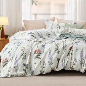 Bedsure Duvet Cover King Size – Reversible Navy Blue King Duvet Cover Set with Zipper Closure, 3 Pieces Floral Patterned Bedding Set with 8 Corner Ties and 2 Pillow Shams(04 – Coconut White (No Comforter))