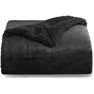 Bedsure GentleSoft Sherpa Fleece Throw Blanket for Couch, Non-Heated, Thick & Warm Cozy Comfort Blanket for Winter Fall, Soft Fuzzy Plush Throw Gifts for Women and Men, Grey, 50×60 Inches(02 – Black)