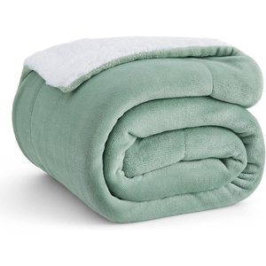 Bedsure GentleSoft Sherpa Fleece Throw Blanket for Couch, Non-Heated, Thick & Warm Cozy Comfort Blanket for Winter Fall, Soft Fuzzy Plush Throw Gifts for Women and Men, Grey, 50×60 Inches(04 – Sage Green)