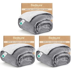 Bedsure GentleSoft Sherpa Fleece Throw Blanket for Couch, Non-Heated, Thick & Warm Cozy Comfort Blanket for Winter Fall, Soft Fuzzy Plush Throw Gifts for Women and Men, Grey, 50×60 Inches(Grey)