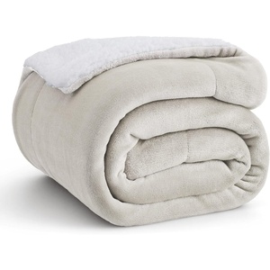 Bedsure GentleSoft Sherpa Fleece Throw Blanket for Couch, Non-Heated, Thick & Warm Cozy Comfort Blanket for Winter Fall, Soft Fuzzy Plush Throw Gifts for Women and Men, Grey, 50×60 Inches(05 – Linen)