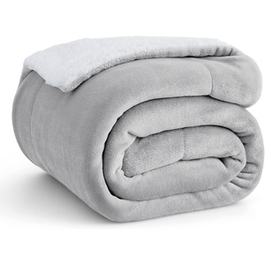 Bedsure GentleSoft Sherpa Fleece Throw Blanket for Couch, Non-Heated, Thick & Warm Cozy Comfort Blanket for Winter Fall, Soft Fuzzy Plush Throw Gifts for Women and Men, Grey, 50×60 Inches(02 – Light Grey)