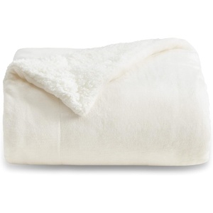 Bedsure GentleSoft Sherpa Fleece Throw Blanket for Couch, Non-Heated, Thick & Warm Cozy Comfort Blanket for Winter Fall, Soft Fuzzy Plush Throw Gifts for Women and Men, Grey, 50×60 Inches(06 – Cream)
