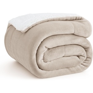 Bedsure GentleSoft Sherpa Fleece Throw Blanket for Couch, Non-Heated, Thick & Warm Cozy Comfort Blanket for Winter Fall, Soft Fuzzy Plush Throw Gifts for Women and Men, Grey, 50×60 Inches(05 – Beige)