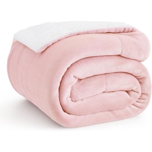 Bedsure GentleSoft Sherpa Fleece Throw Blanket for Couch, Non-Heated, Thick & Warm Cozy Comfort Blanket for Winter Fall, Soft Fuzzy Plush Throw Gifts for Women and Men, Grey, 50×60 Inches(07 – Pink)