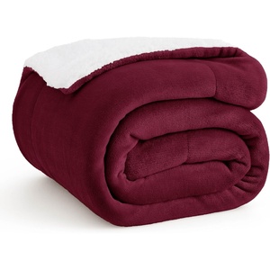 Bedsure GentleSoft Sherpa Fleece Throw Blanket for Couch, Non-Heated, Thick & Warm Cozy Comfort Blanket for Winter Fall, Soft Fuzzy Plush Throw Gifts for Women and Men, Grey, 50×60 Inches(07 – Burgundy)