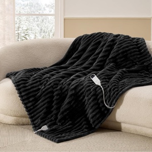 Bedsure Heated Blanket Electric Throw – Thick Striped Fast Heating Electric Blanket with Preheat Function, 6 Heat & 6 Timer (Up to 10H), 8H Auto Off, ETL Certified, Gifts for Women (50″x60″, White)(06 – Black)