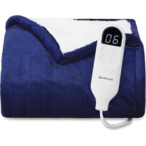 Bedsure Heated Blanket Full Size, Soft Electric Blanket with Preheat, Cream | 6 Heat/6 Timer Settings, 8H Auto Shut-Off, ETL/FCC, Flannel Sherpa, Machine Washable, Gifts for Grandma Grandpa, 72x84in(05 – Pageant Blue)