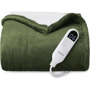 Bedsure Heated Blanket Full Size, Soft Electric Blanket with Preheat, Cream | 6 Heat/6 Timer Settings, 8H Auto Shut-Off, ETL/FCC, Flannel Sherpa, Machine Washable, Gifts for Grandma Grandpa, 72x84in(02 – Olive Green)
